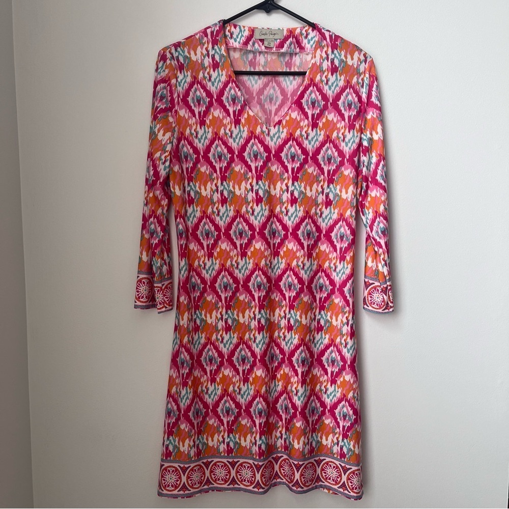 Summer Beach Tunic Style Dress Size Small in Pink and Orange